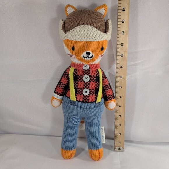 Cuddle + Kind Wyatt The Fox Plush Animal Toy Hand Knit Peru Small Orange CLEAN - Picture 7 of 16